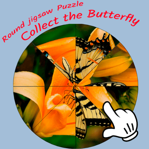 Round jigsaw Puzzle - Collect the Butterfly