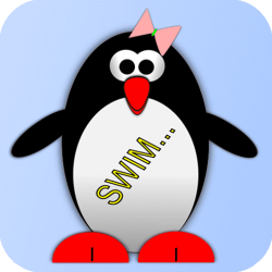 Esther the penguin. Learn to swim.